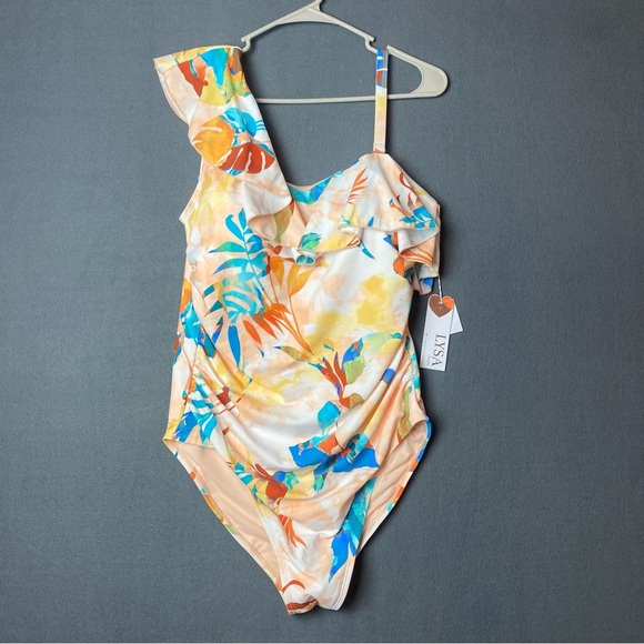NEW LYSA PLUS Size Women Sonia one piece One-Shoulder Tropical Print Swimsuit - Picture 2 of 11